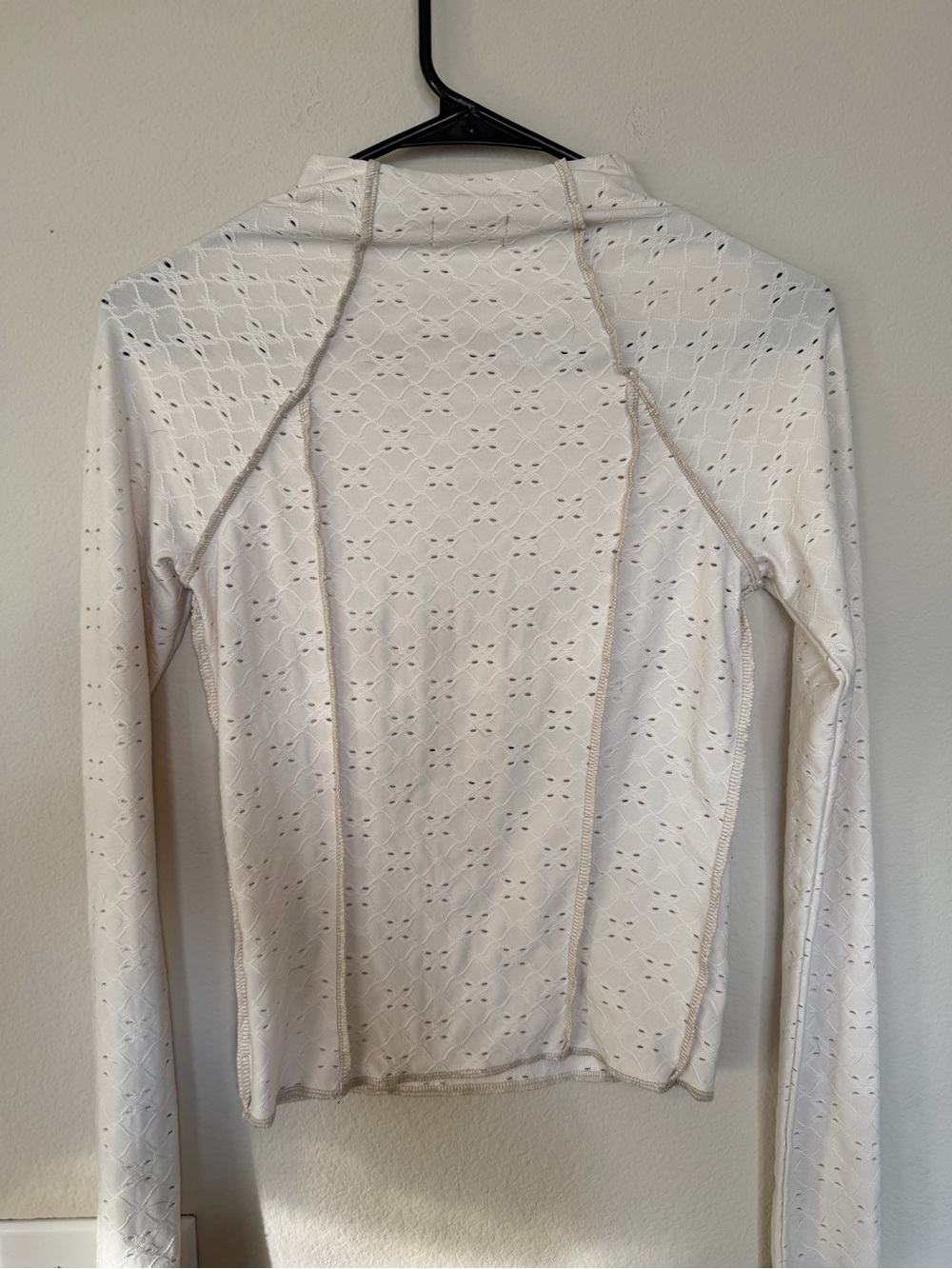 Urban Outfitters Cream Eyelet Long-Sleeve Tee